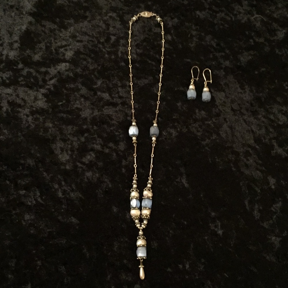 Silver, Pearl, Czech Glass Necklace and Earrings
